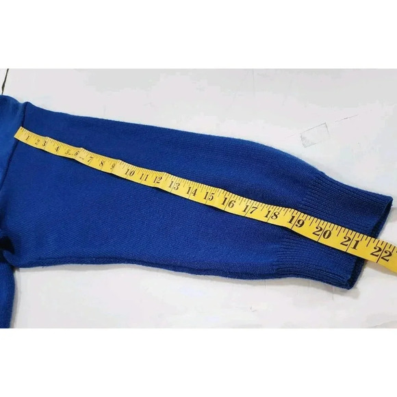 Vintage Liz Claiborne Sweater Beaded Blue Size 1 Wool Blend Crewneck Longsleeve - Picture 5 of 11